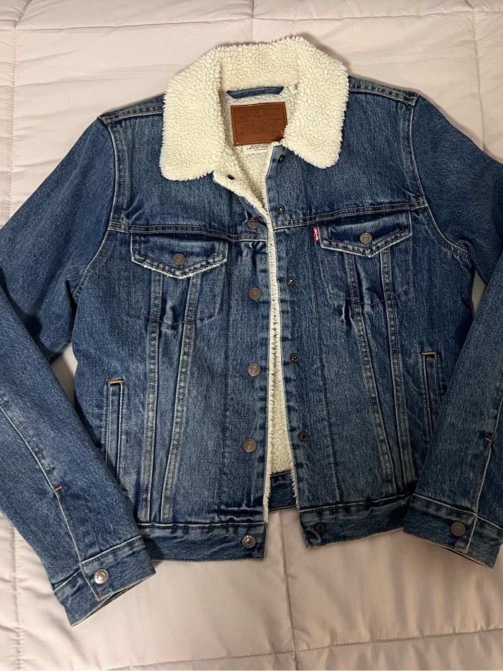 Levi's Blue Denim Jacket with Cream Sherpa Collar
